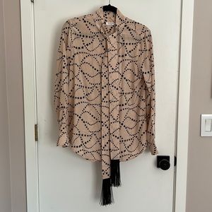 Silk pink and black button down